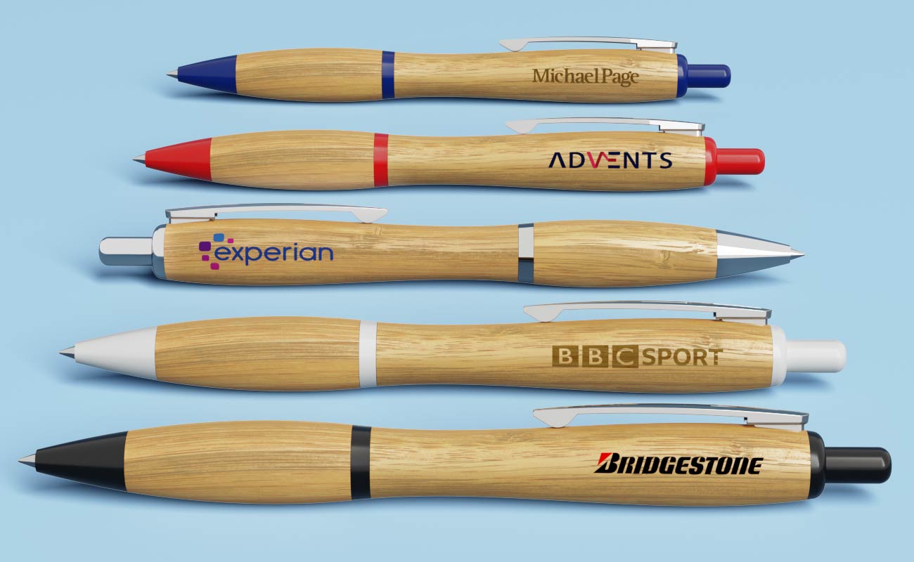 Contour - Kugelschreiber aus Bambus mit Logodruck