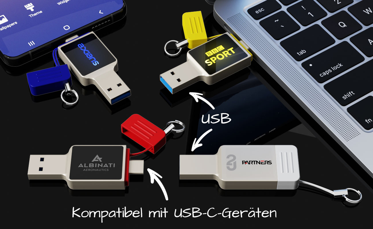Neon - USB Sticks mit Logo mit USB-C