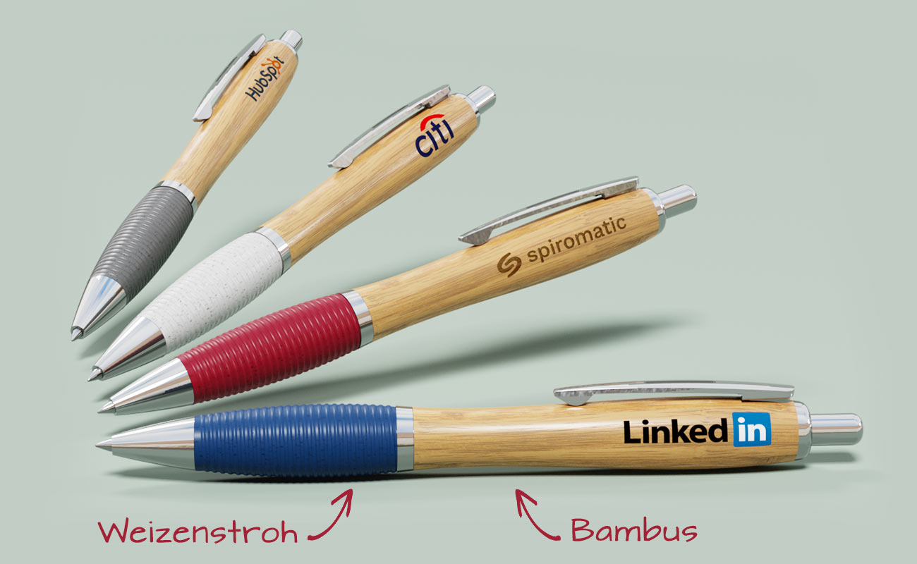 Ridge - Kugelschreiber aus Bambus mit Logodruck